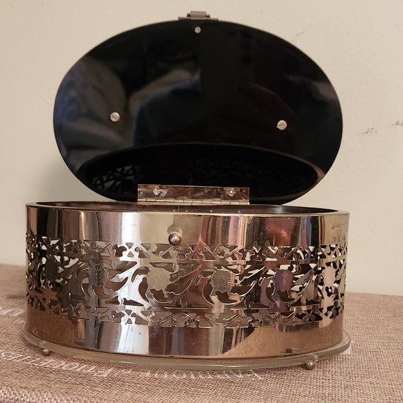 Vintage 1950"s Lucite Metal Filagree Box purse evening bag - Picture 3 of 9